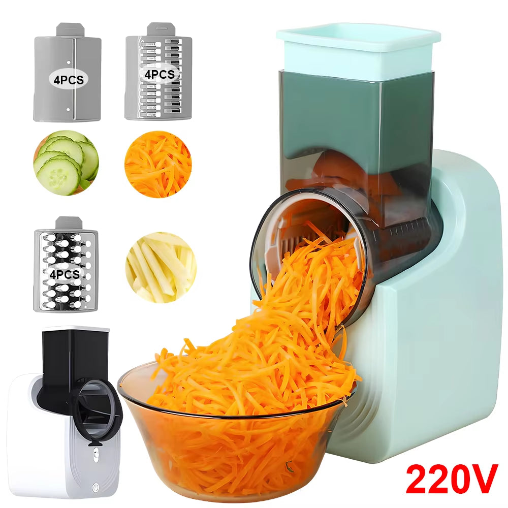 3-In-1 Multifunctional Food Slicer Processor, Vegetable Slicer Salad Maker, Food Processor Spiralizer with Stainless Steel Blade