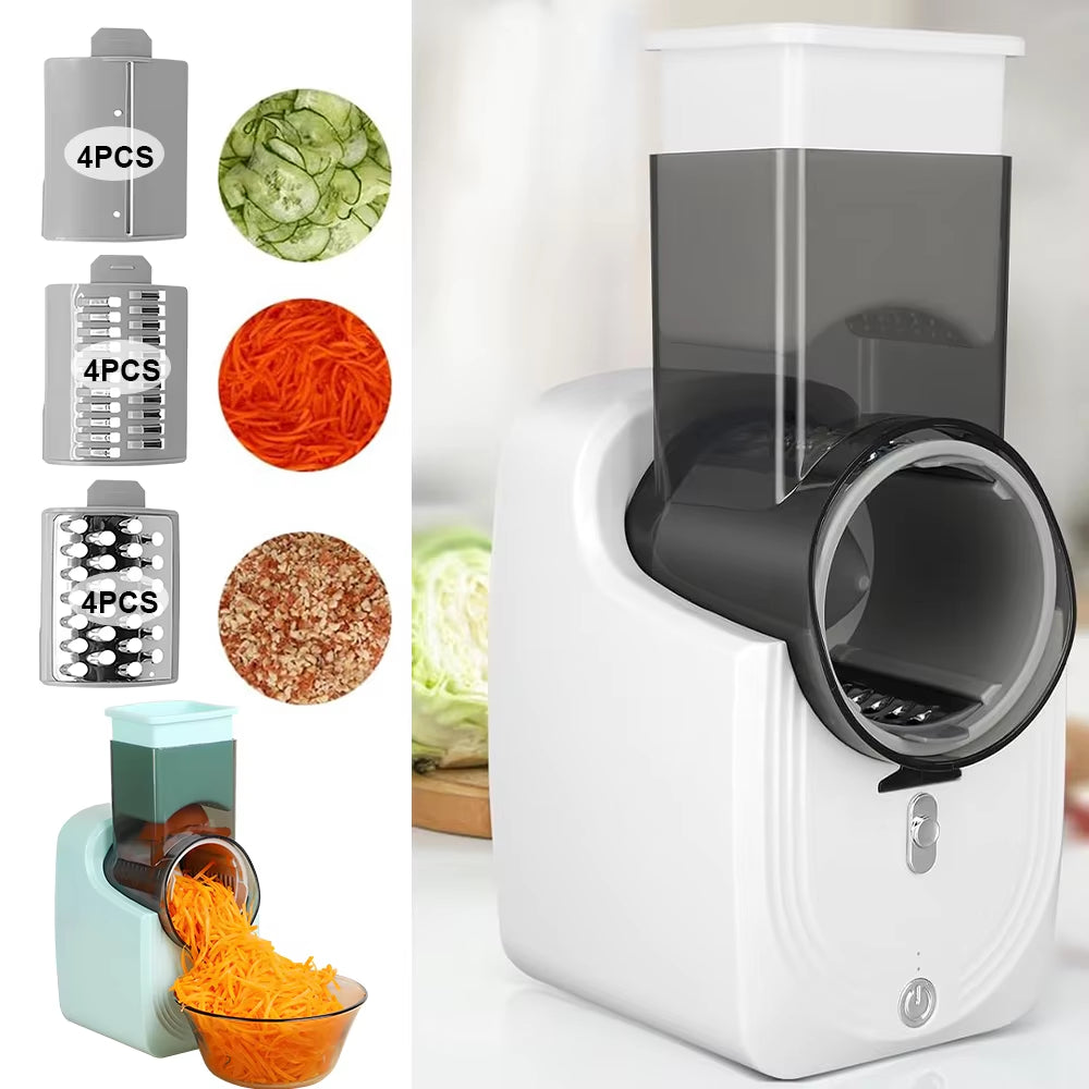 3-In-1 Multifunctional Food Slicer Processor, Vegetable Slicer Salad Maker, Food Processor Spiralizer with Stainless Steel Blade