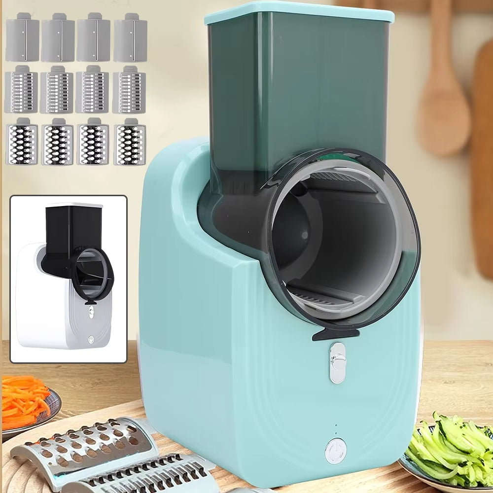 3-In-1 Multifunctional Food Slicer Processor, Vegetable Slicer Salad Maker, Food Processor Spiralizer with Stainless Steel Blade